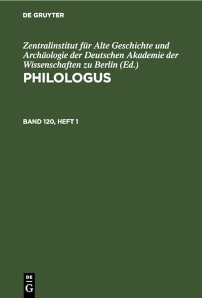 Philologus. Band 120, Heft 1