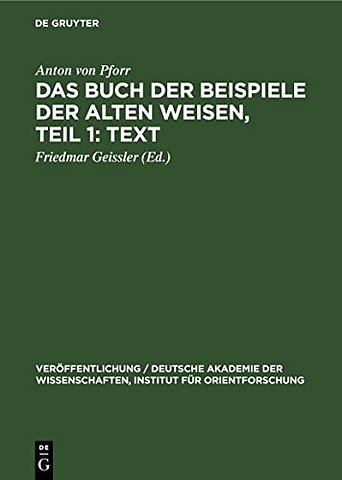 Das Buch der Beispiele der alten Weisen, Teil 1: Text