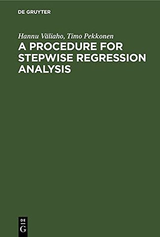 A Procedure for Stepwise Regression Analysis – (with a program in FORTRAN V)