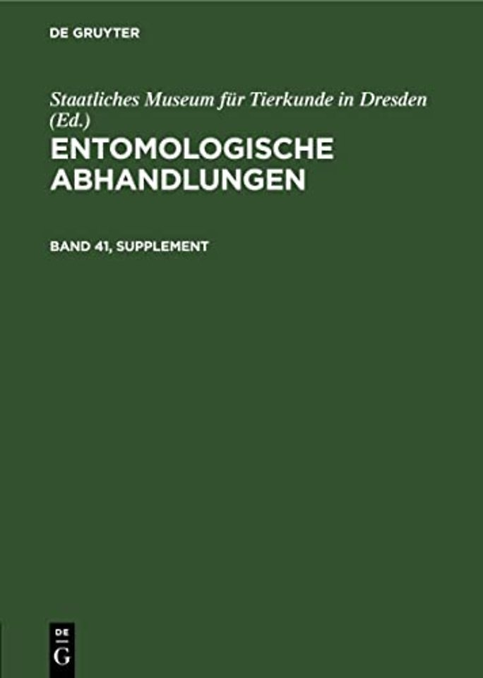 Entomologische Abhandlungen. Band 41, Supplement