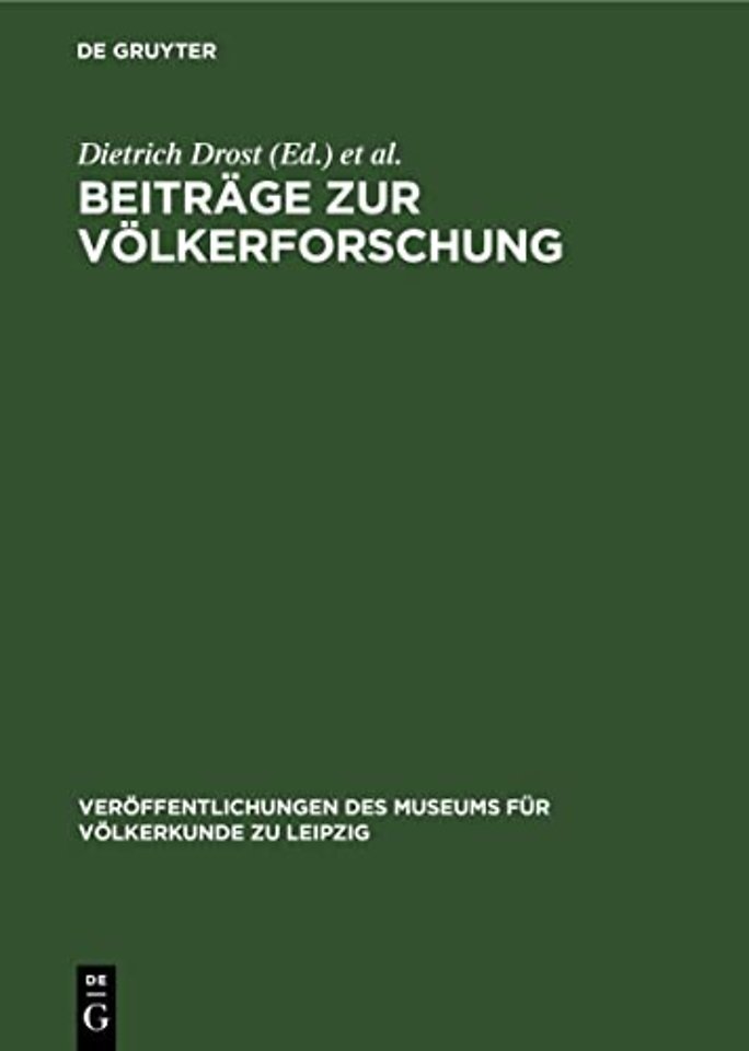 Beitrage Zur Volkerforschung