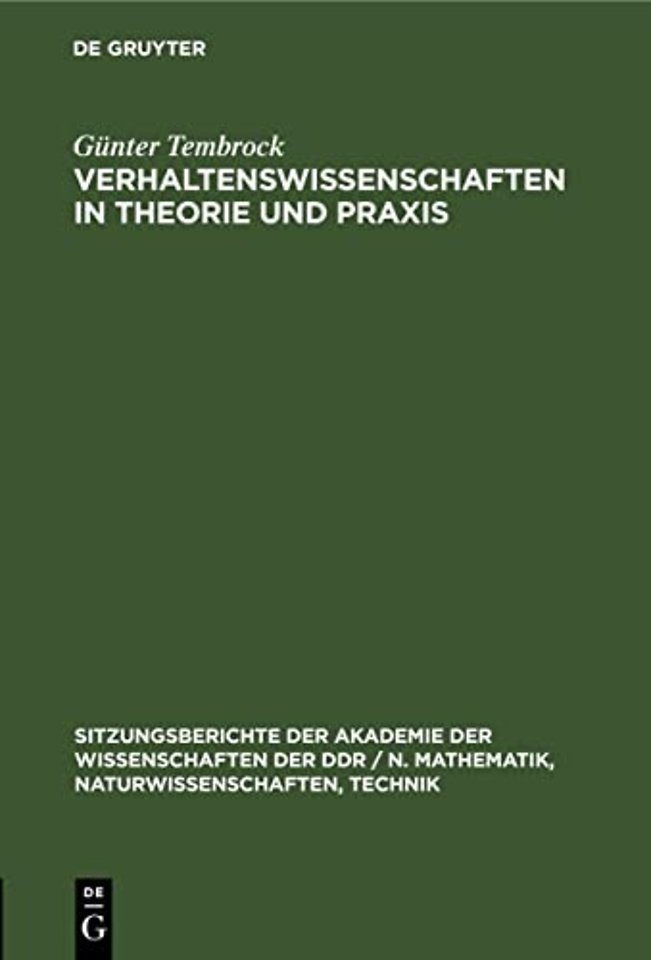 Verhaltenswissenschaften in Theorie Und PRAXIS