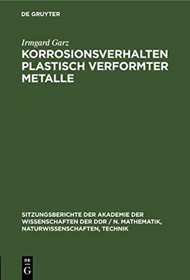 Korrosionsverhalten Plastisch Verformter Metalle