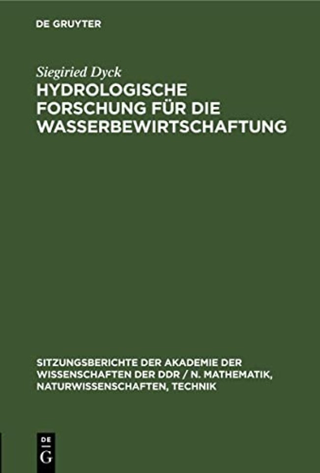 Hydrologische Forschung Fur Die Wasserbewirtschaftung