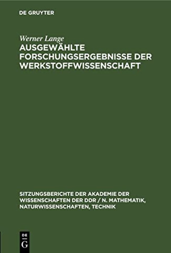 Ausgewahlte Forschungsergebnisse Der Werkstoffwissenschaft