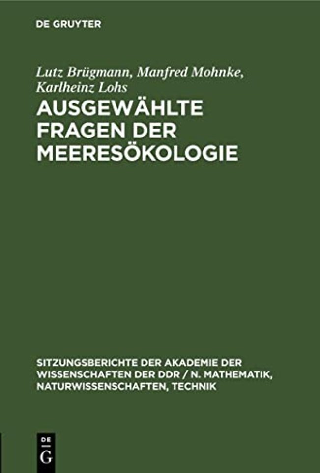 Ausgewahlte Fragen Der Meeresokologie