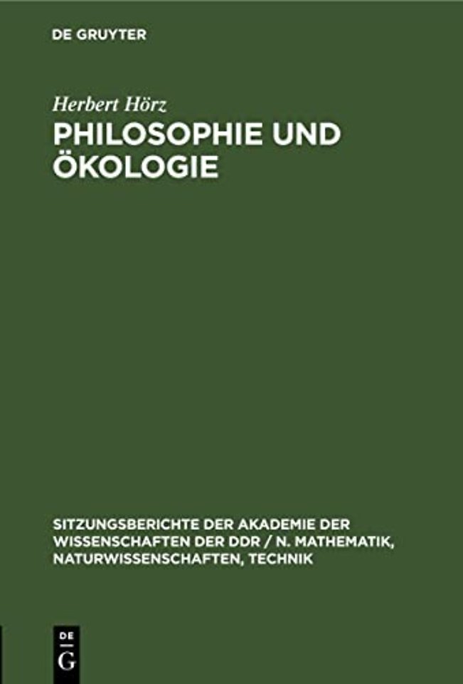 Philosophie Und Okologie