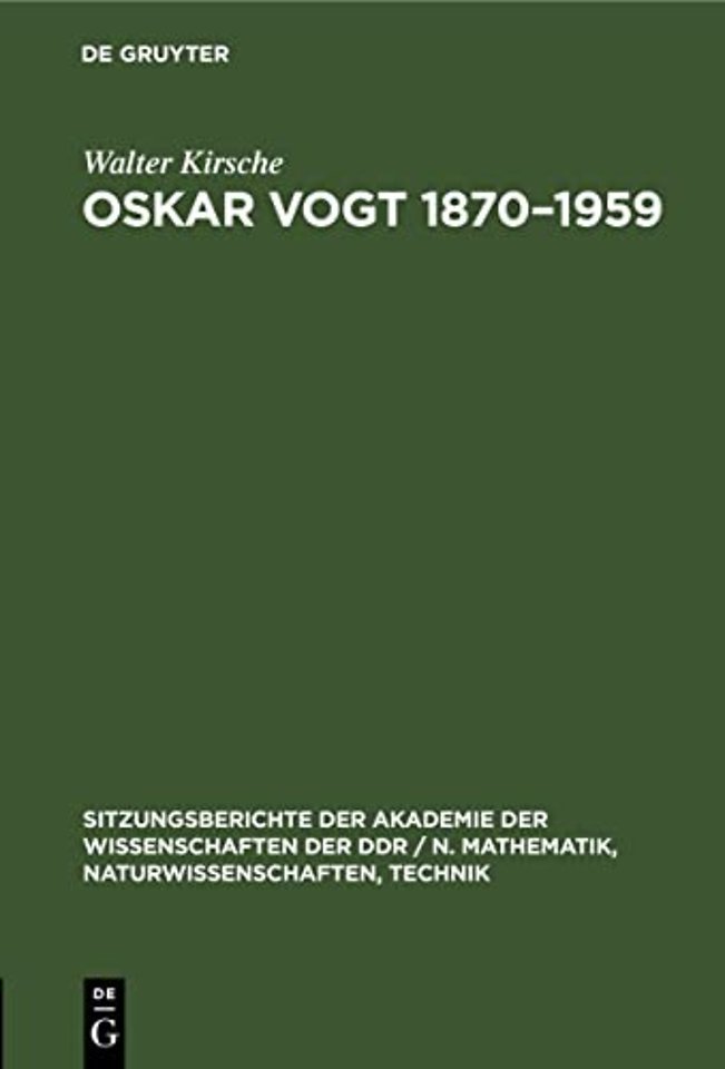 Oskar Vogt 1870-1959