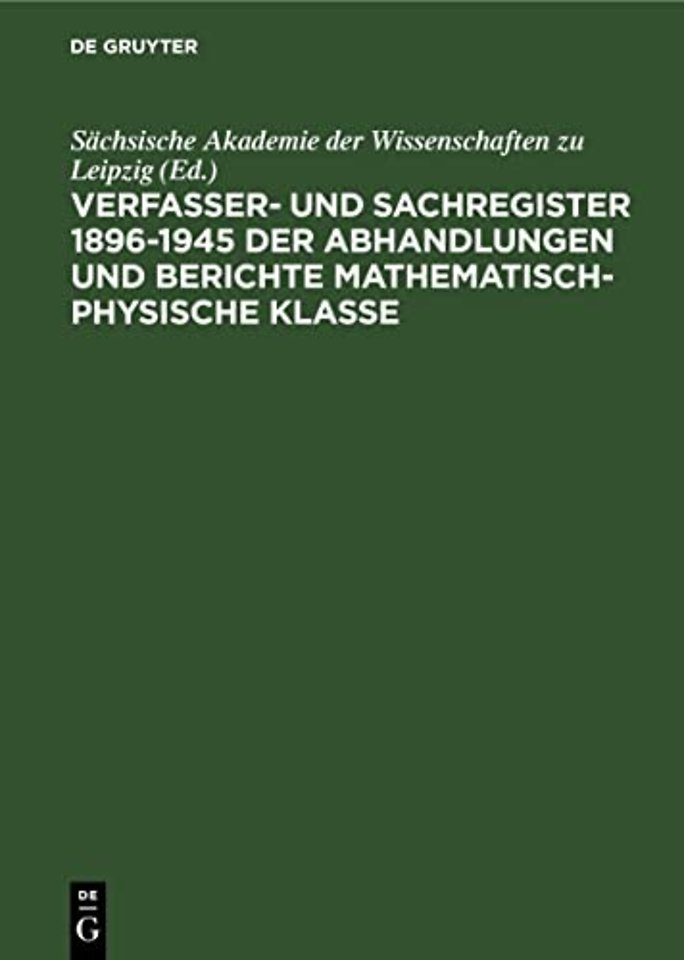 Sachsische Akademie Der Wissenschaften Zu Leipzig