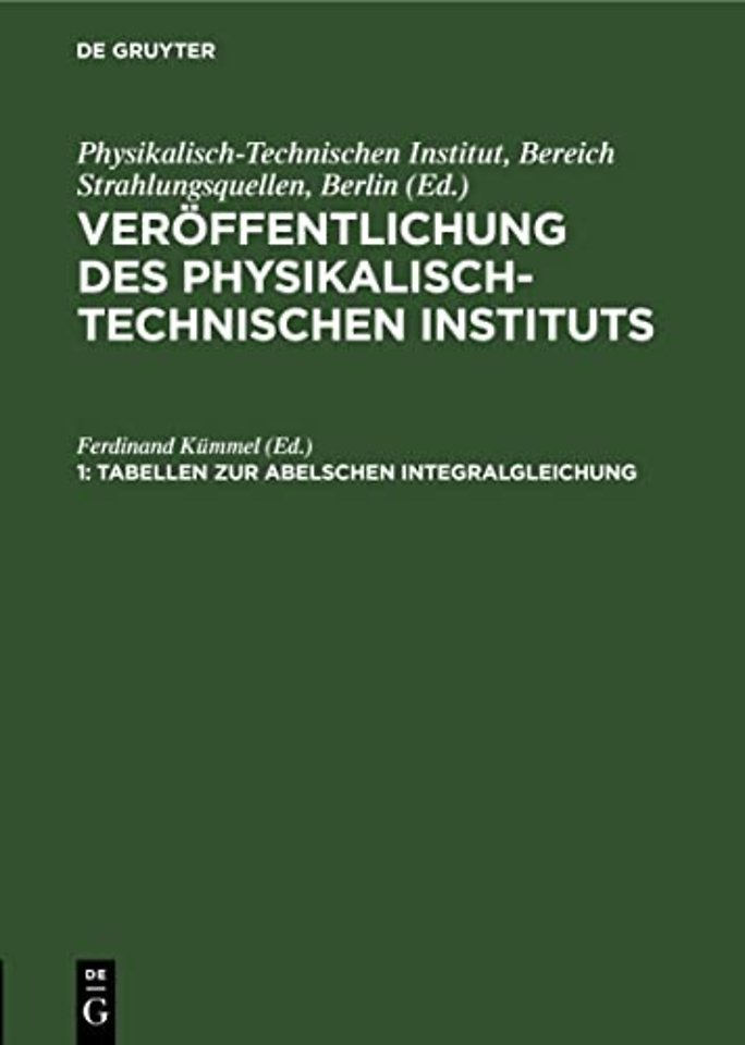 Tabellen Zur Abelschen Integralgleichung