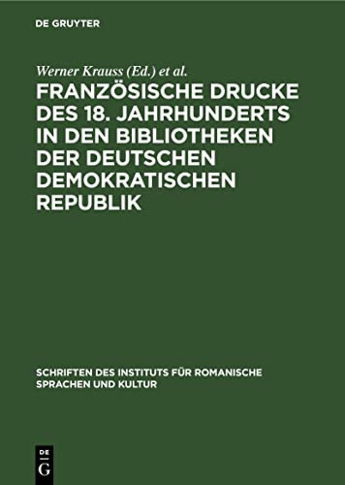 Französische Drucke des 18. Jahrhunderts in den – Bibliographie