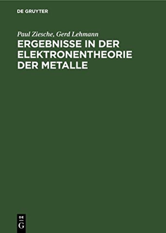 Ergebnisse in Der Elektronentheorie Der Metalle