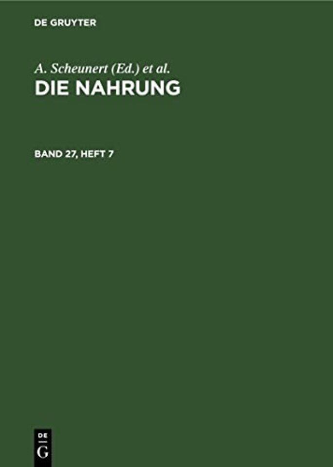 Die Nahrung. Band 27, Heft 7