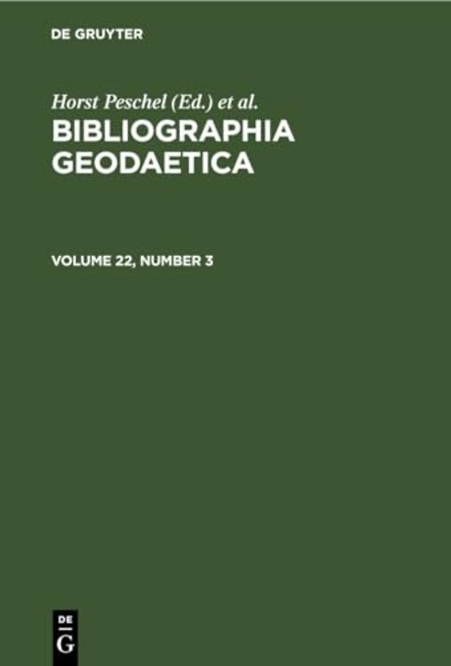 Bibliographia Geodaetica. Volume 22, Number 3
