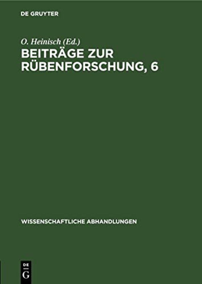 Beitrage Zur Rubenforschung, 6