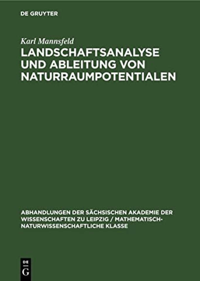 Landschaftsanalyse Und Ableitung Von Naturraumpotentialen