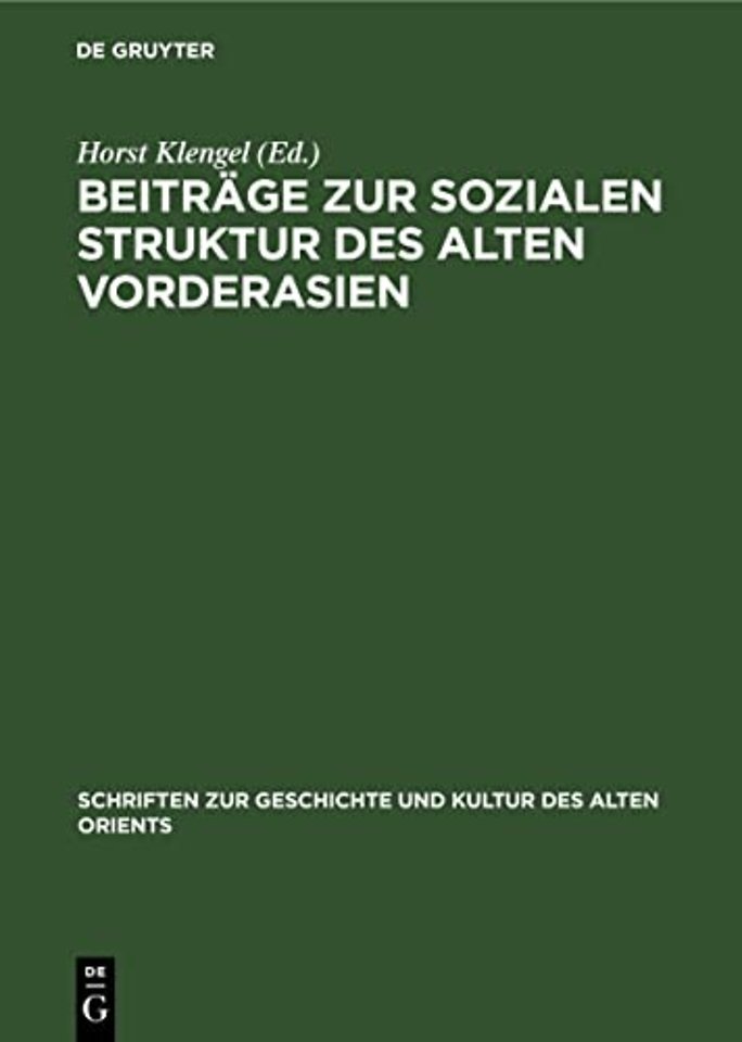 Beitrage Zur Sozialen Struktur Des Alten Vorderasien