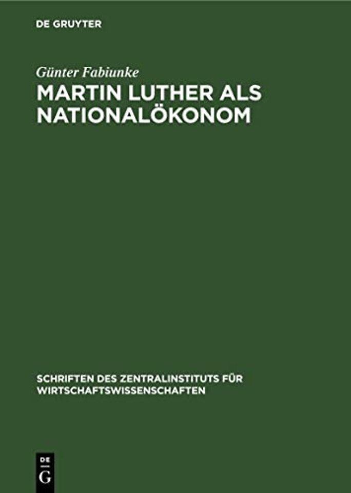 Martin Luther als Nationalökonom