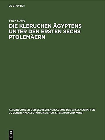 Die Kleruchen Ägyptens unter den ersten sechs Ptolemäern