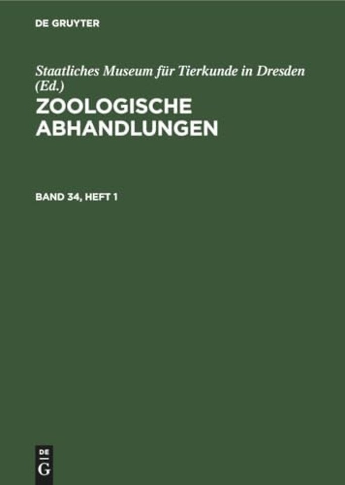Zoologische Abhandlungen. Band 34, Heft 1