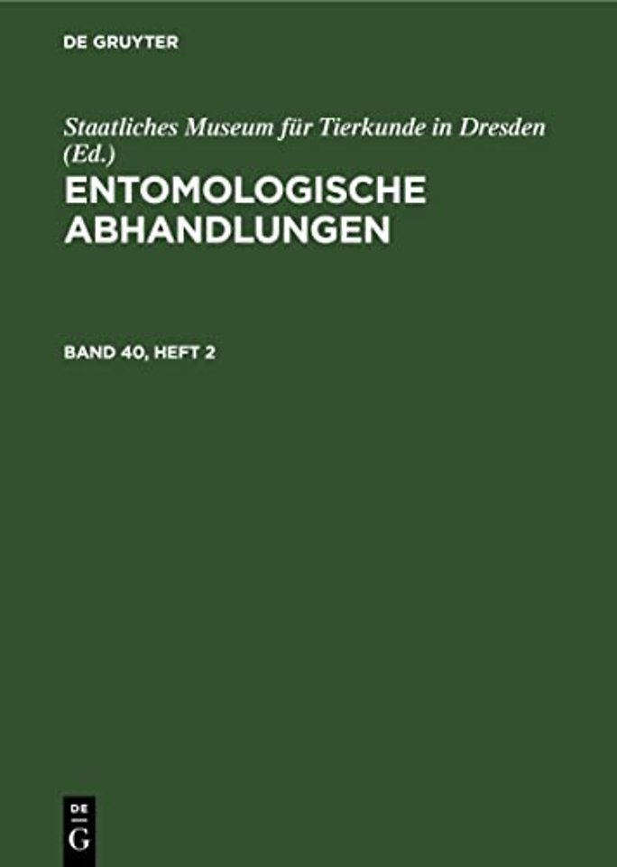 Entomologische Abhandlungen. Band 40, Heft 2
