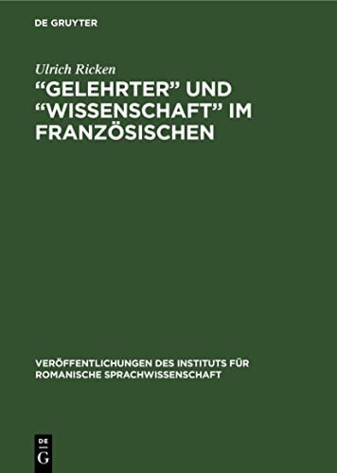 "Gelehrter" und "Wissenschaft" im Franzosischen