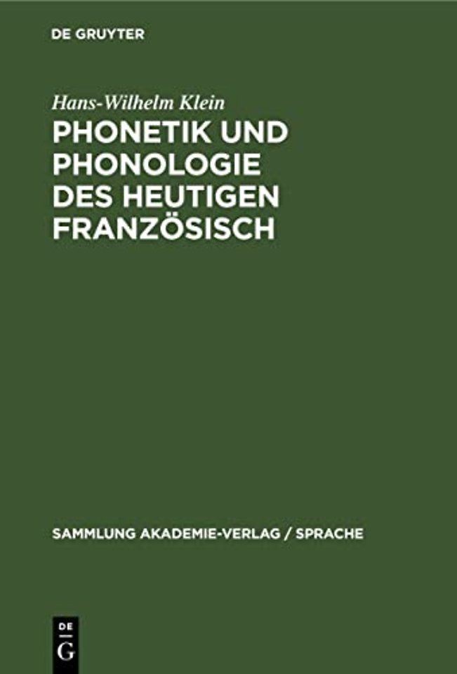Phonetik Und Phonologie Des Heutigen Franzosisch