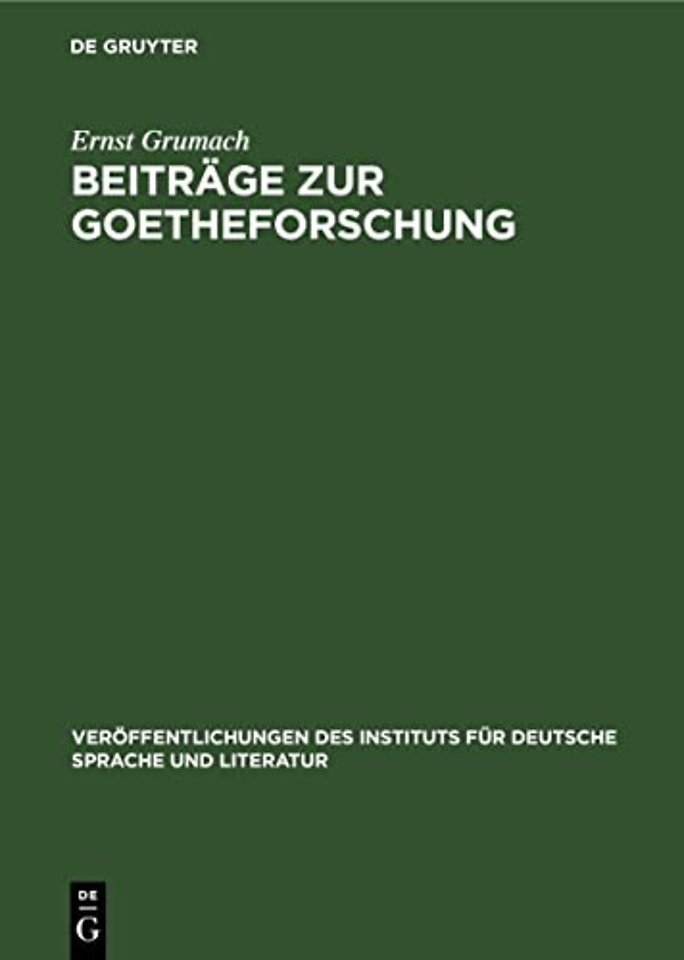 Beiträge zur Goetheforschung