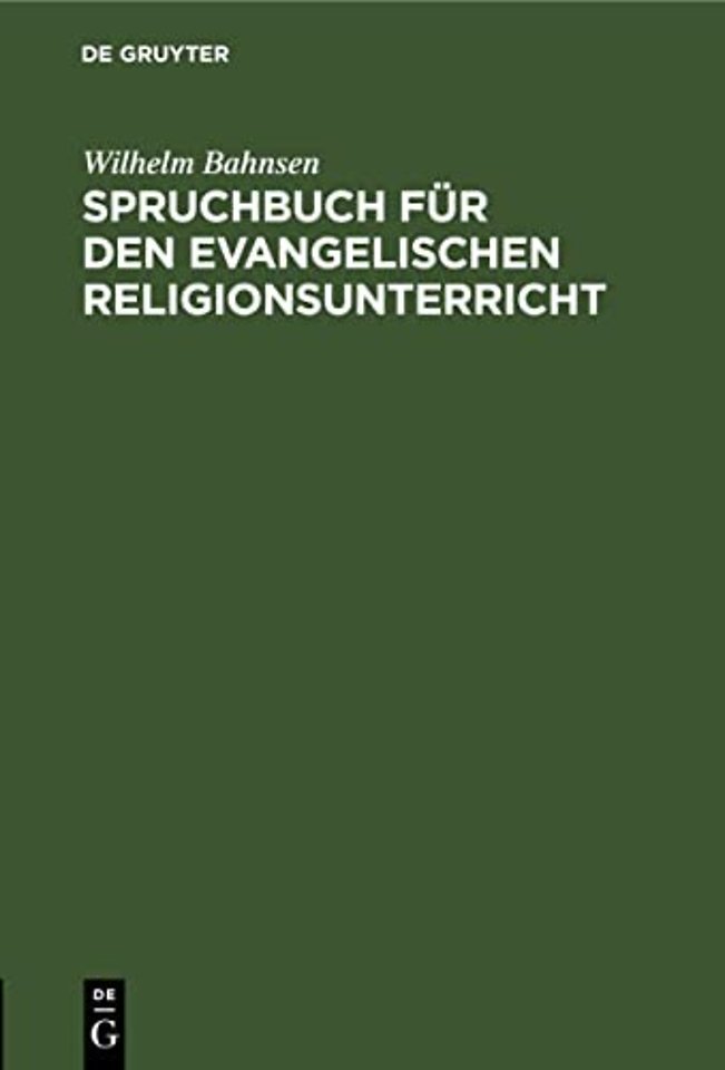Spruchbuch Fur Den Evangelischen Religionsunterricht