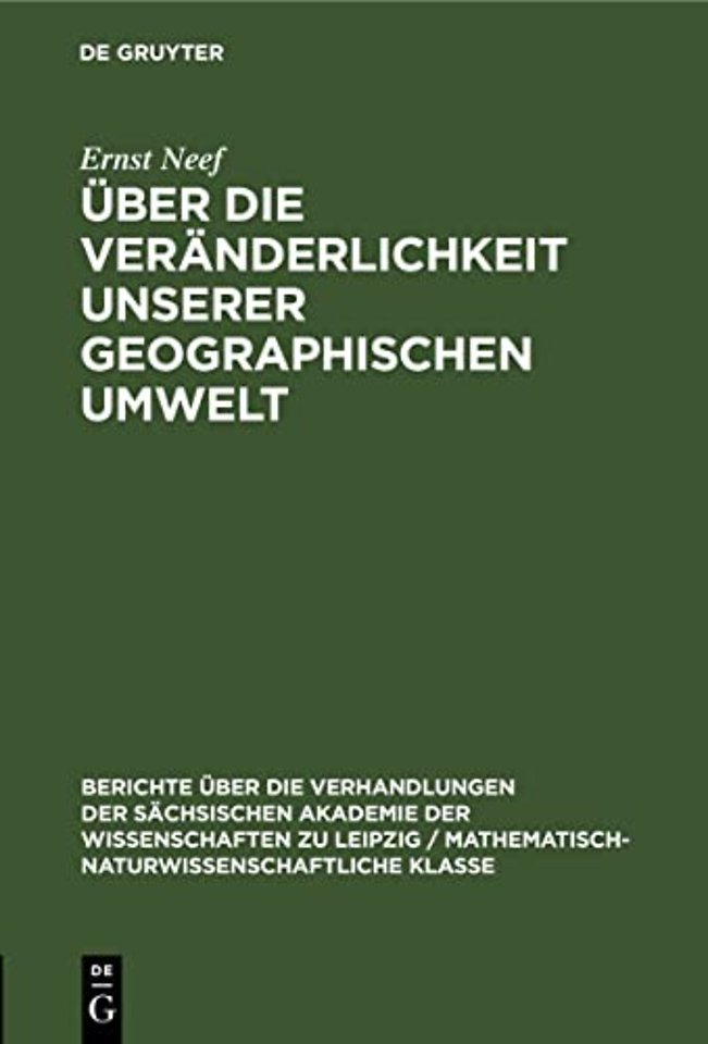 Uber Die Veranderlichkeit Unserer Geographischen Umwelt