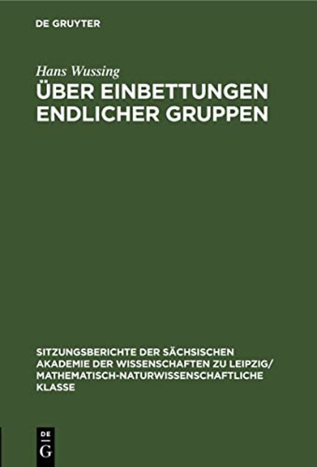 Uber Einbettungen Endlicher Gruppen
