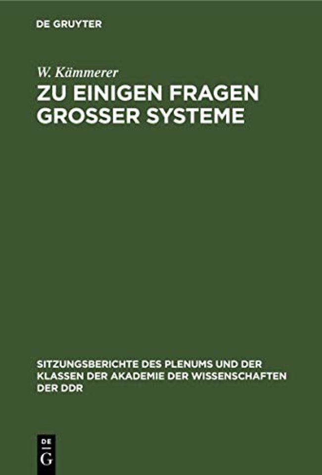 Zu einigen Fragen groβer Systeme