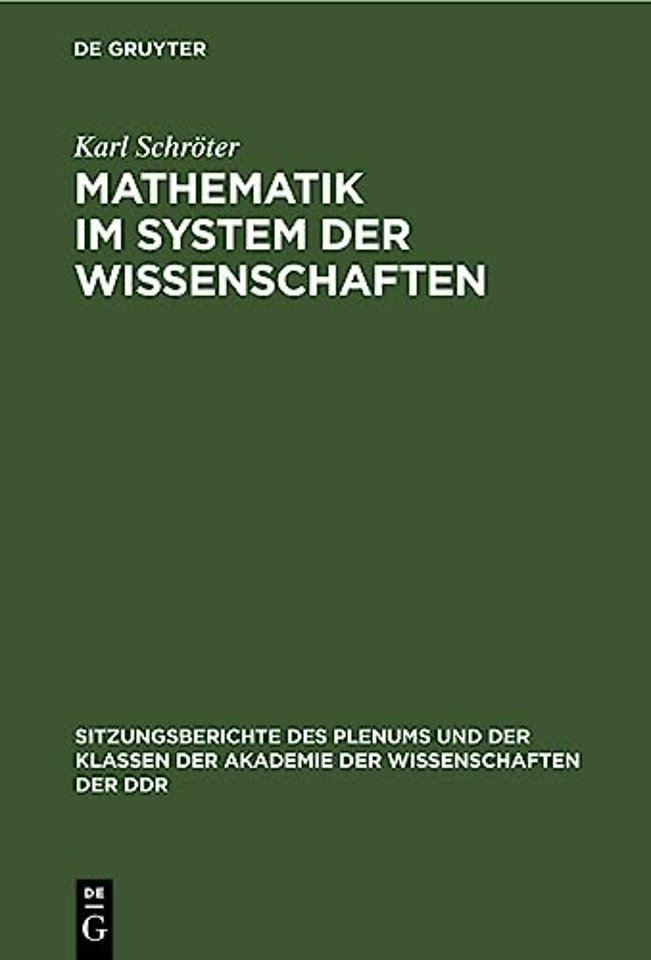 Mathematik im System der Wissenschaften
