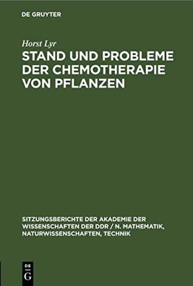 Stand Und Probleme Der Chemotherapie Von Pflanzen