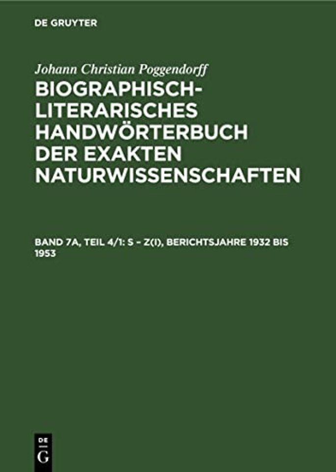 S – Z(I), Berichtsjahre 1932 bis 1953