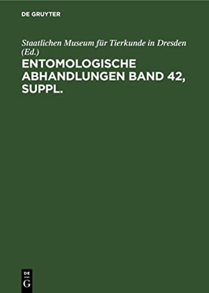 Entomologische Abhandlungen. Band 42, Supplement