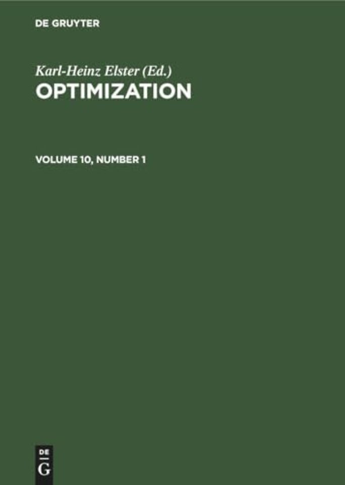 Optimization. Volume 10, Number 1