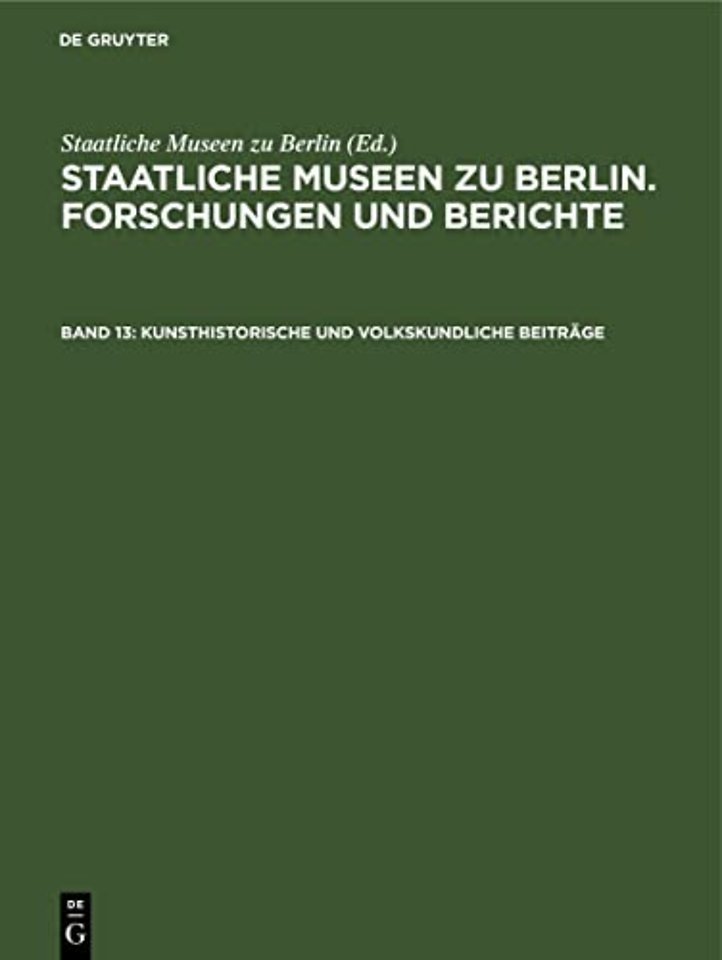 Kunsthistorische Und Volkskundliche Beitrage