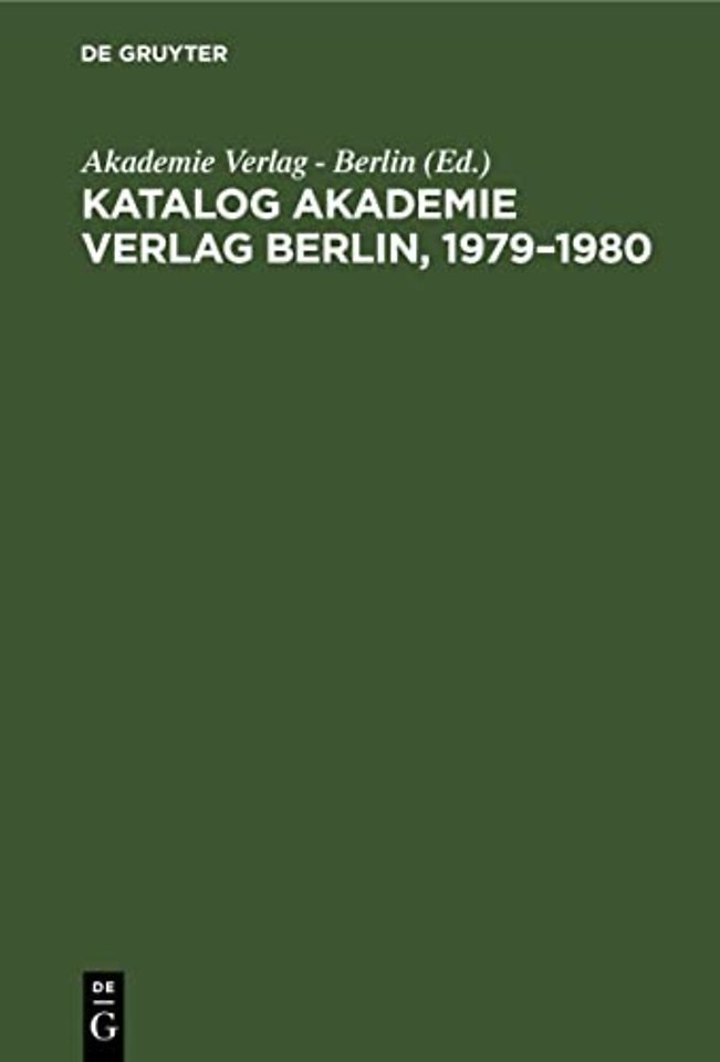 Katalog Akademie Verlag Berlin, 1979-1980