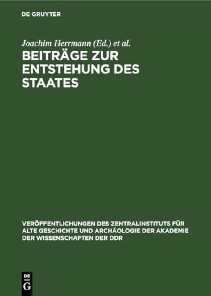 Beitrage Zur Entstehung Des Staates