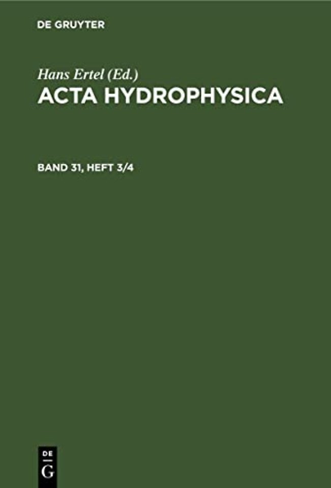 ACTA Hydrophysica. Band 31, Heft 3/4