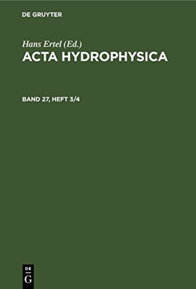 ACTA Hydrophysica. Band 27, Heft 3/4