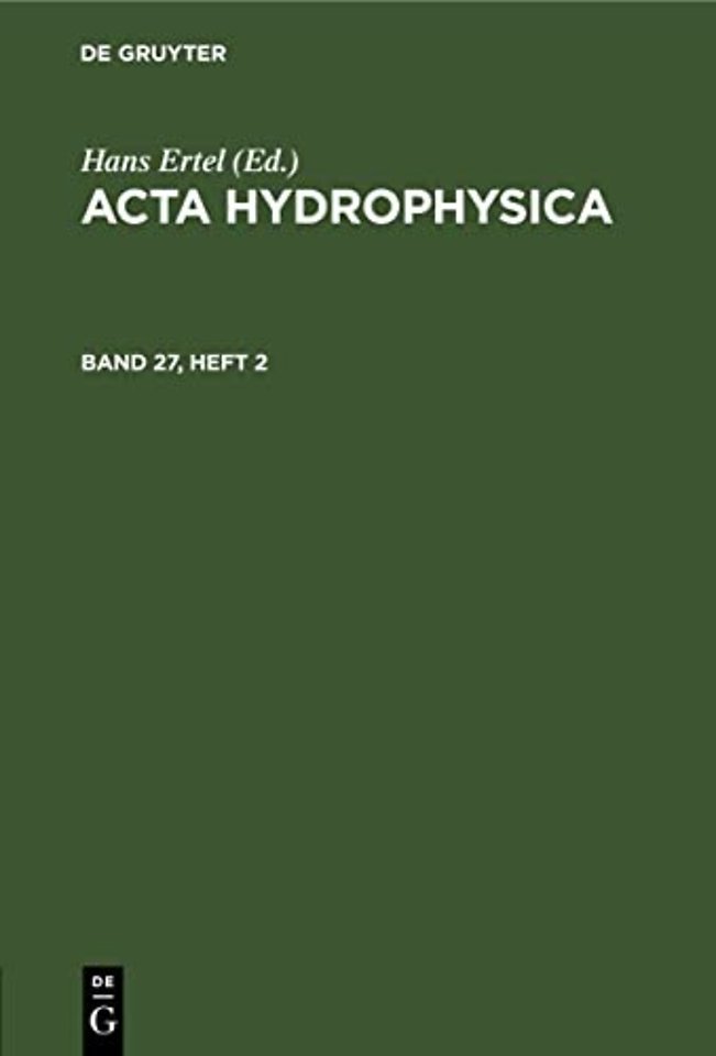 Acta Hydrophysica. Band 27, Heft 2