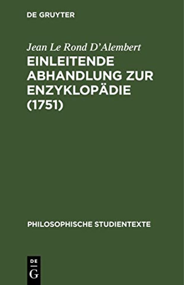 Einleitende Abhandlung Zur Enzyklopadie (1751)
