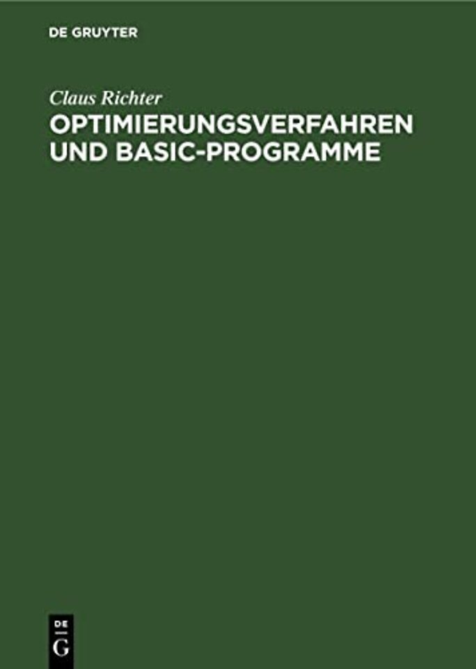 Optimierungsverfahren Und Basic-Programme