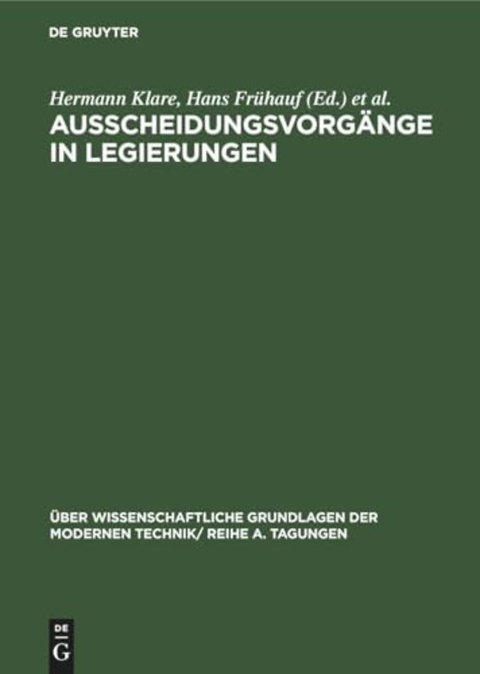 Ausscheidungsvorgange in Legierungen