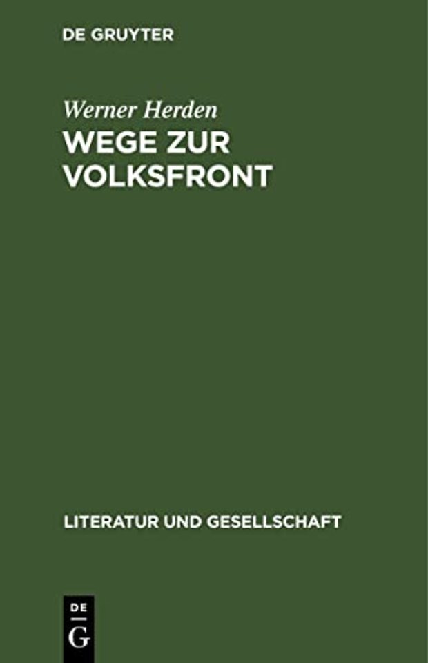 Wege Zur Volksfront