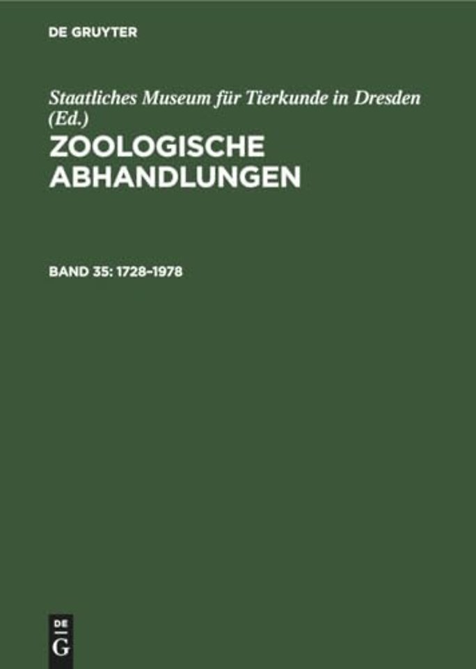 250 Jahre Staatliches Museum Fur Tierkunde Dresden 1728-1978
