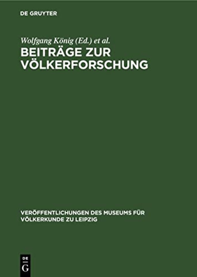 Beiträge zur Völkerforschung – Hans Damm zum 65. Geburstag