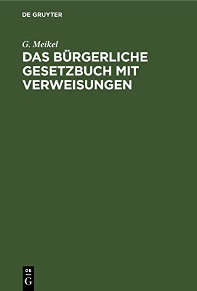 Das Burgerliche Gesetzbuch Mit Verweisungen